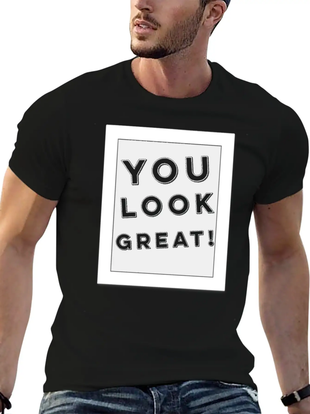 Mirror With You Look Great Quote Positive Feedback Modern Fit Casual T-Shirt – Clean And Versatile Design