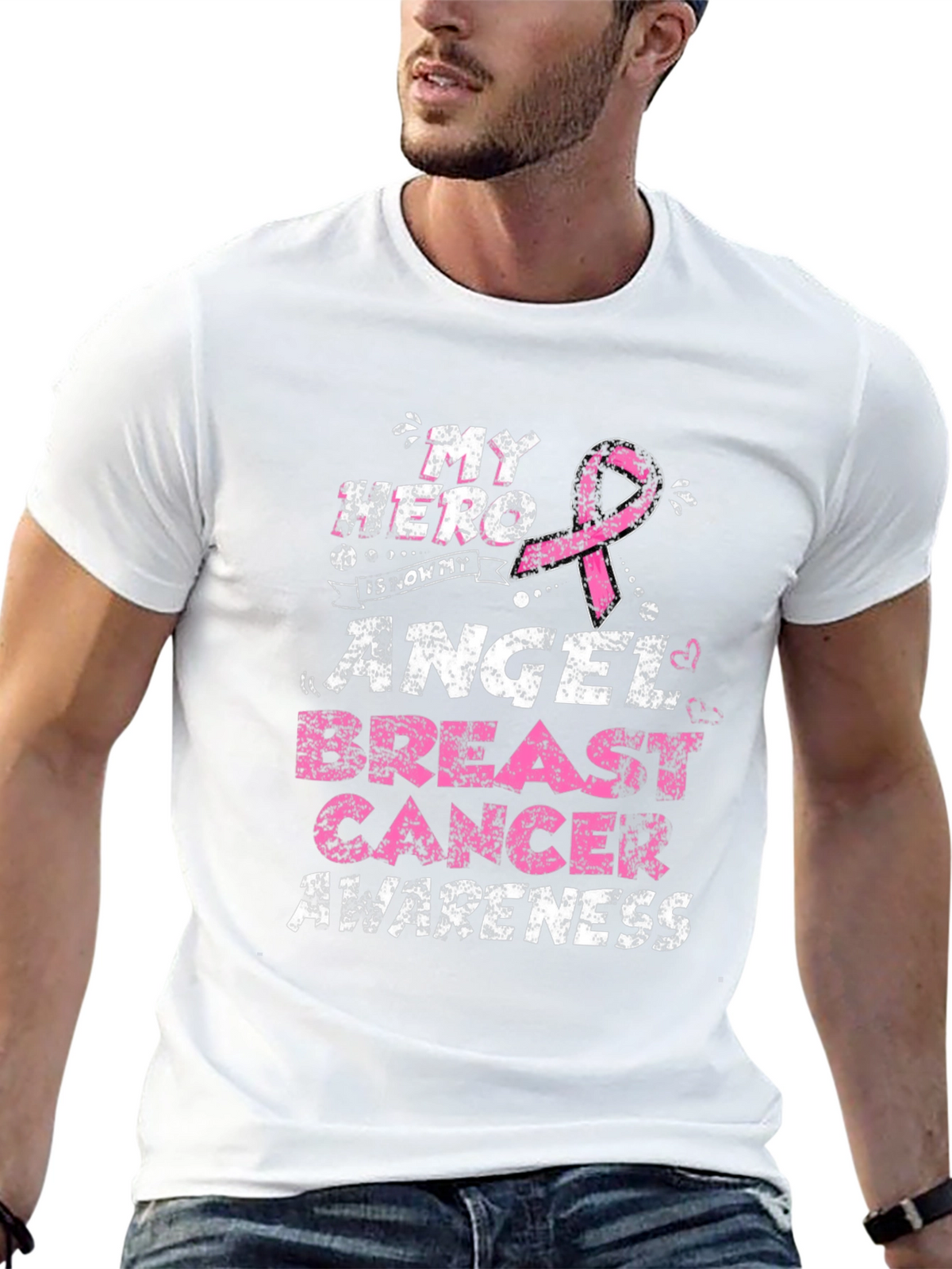 My Hero Is Now My Angel Breast Cancer Awareness T-Shirt