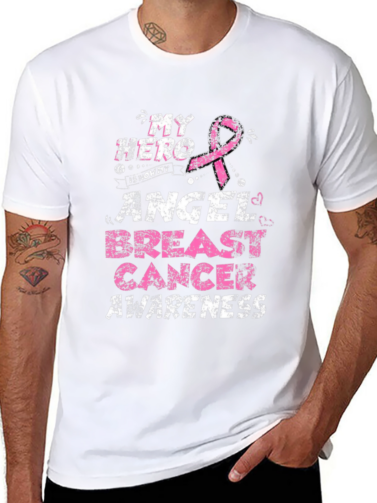 My Hero Is Now My Angel Breast Cancer Awareness T-Shirt
