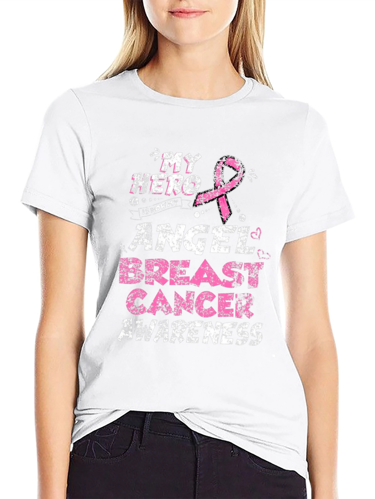 My Hero Is Now My Angel Breast Cancer Awareness T-Shirt