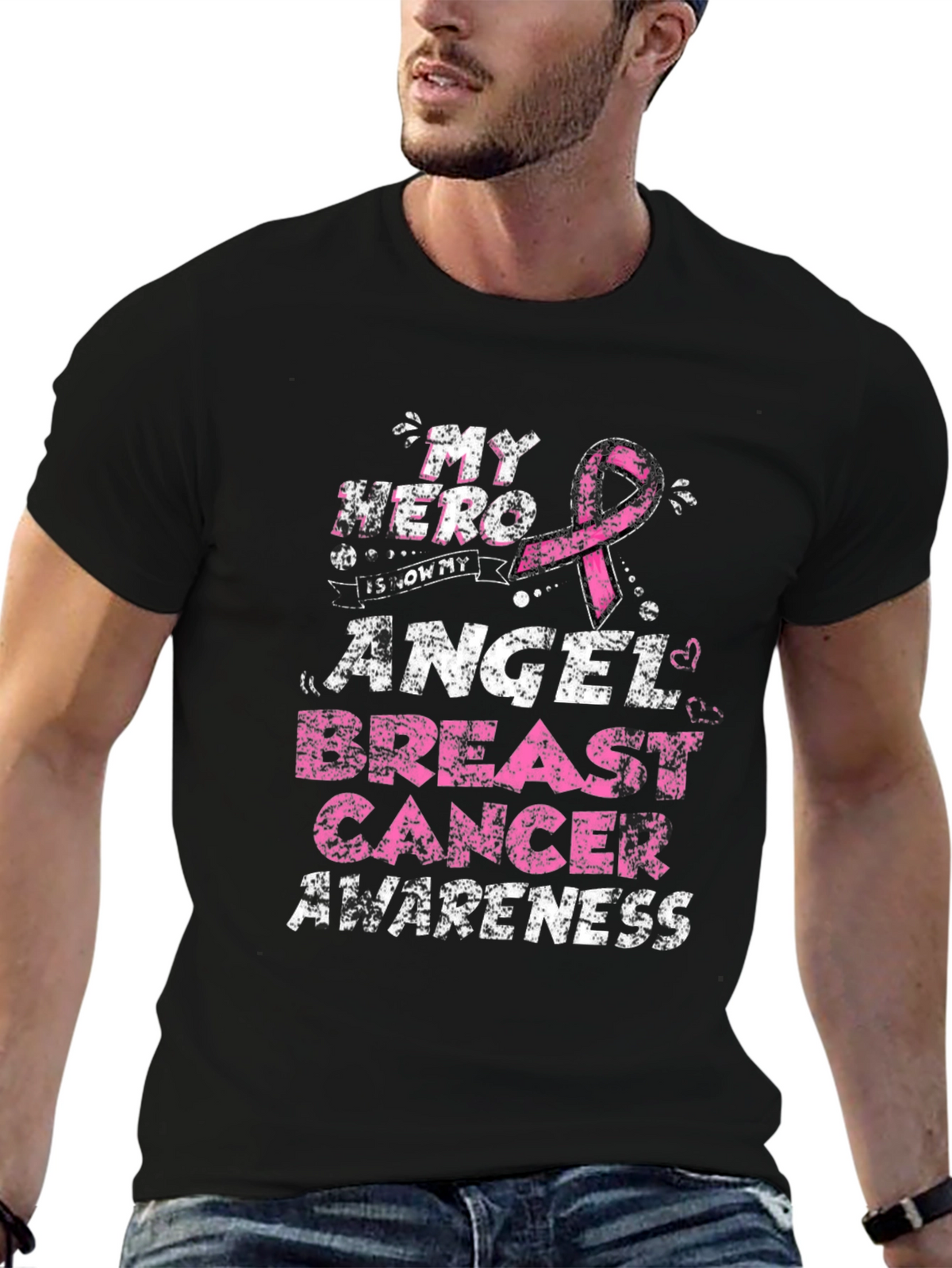 My Hero Is Now My Angel Breast Cancer Awareness T-Shirt