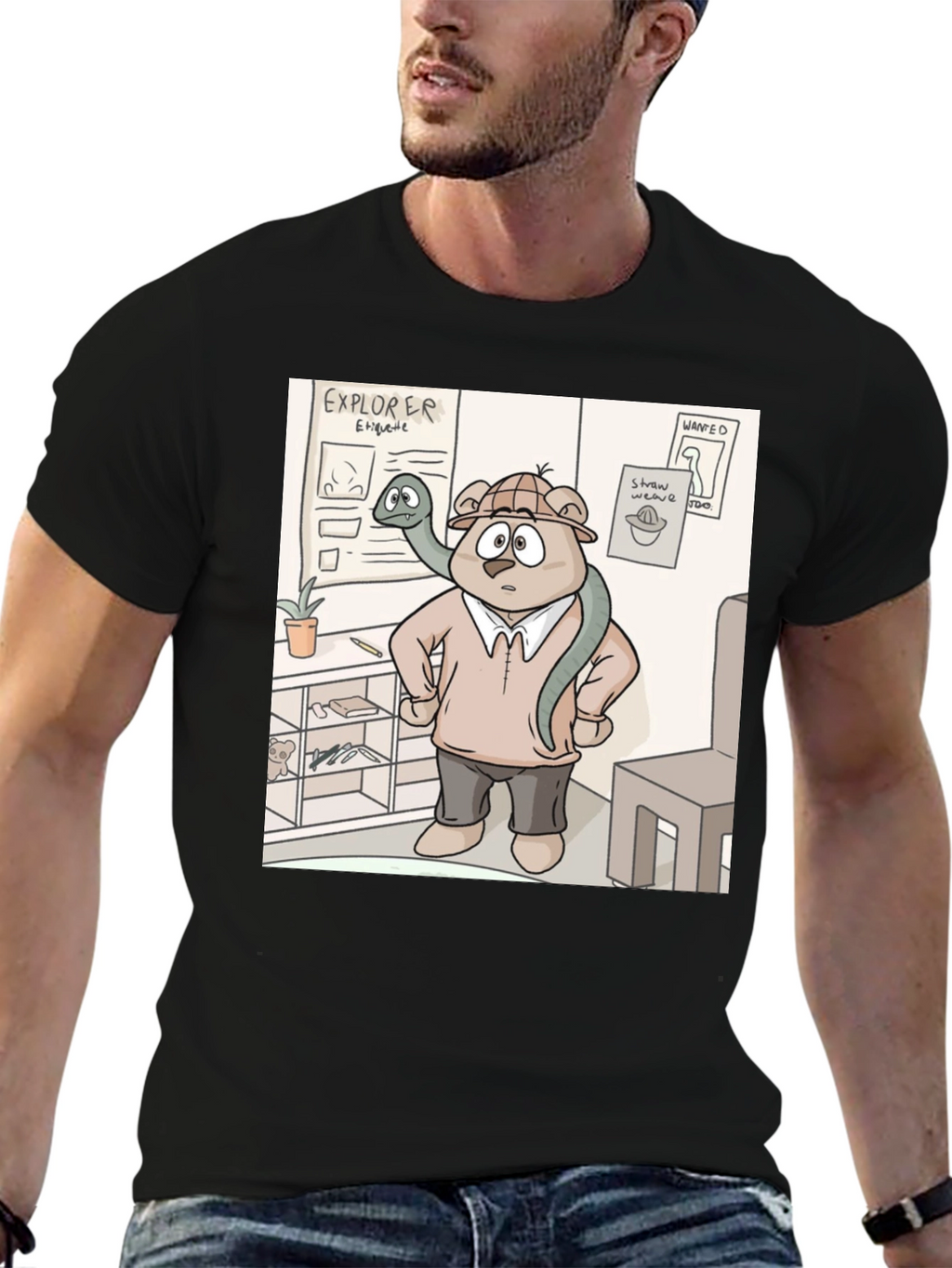 Cartoon Bear Explorer T-Shirt