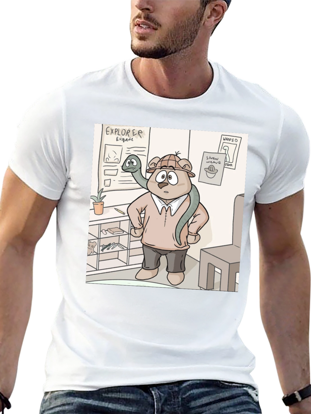 Cartoon Bear Explorer T-Shirt
