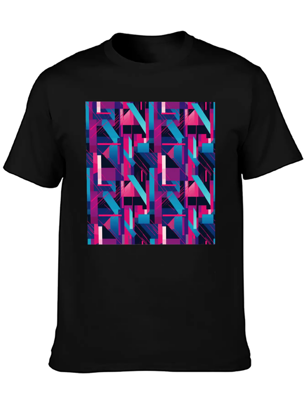 Modern Geometric Dance In Pink, Blue, And Violet Timeless Short Sleeve Tee – Comfy And Minimalist Design