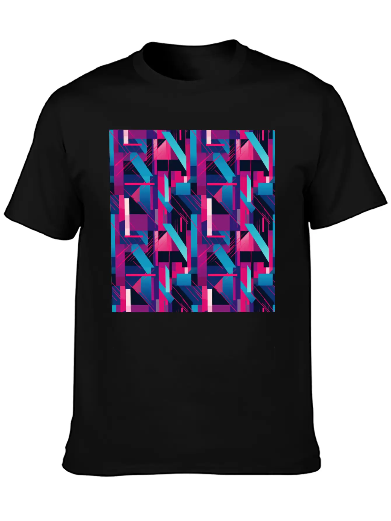 Modern Geometric Dance In Pink, Blue, And Violet Timeless Short Sleeve Tee – Comfy And Minimalist Design