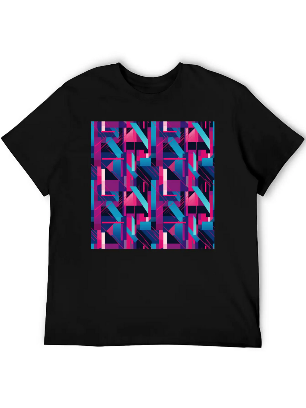 Modern Geometric Dance In Pink, Blue, And Violet Timeless Short Sleeve Tee – Comfy And Minimalist Design