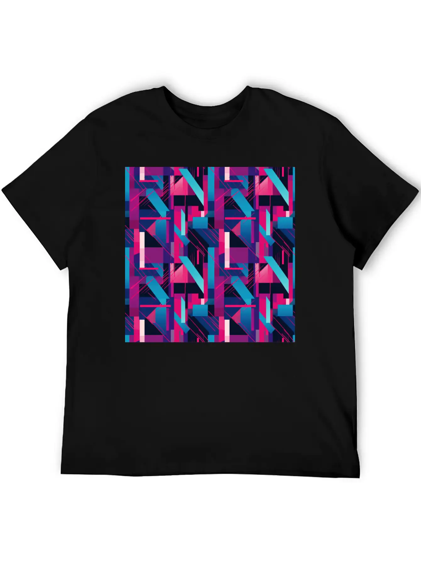 Modern Geometric Dance In Pink, Blue, And Violet Timeless Short Sleeve Tee – Comfy And Minimalist Design