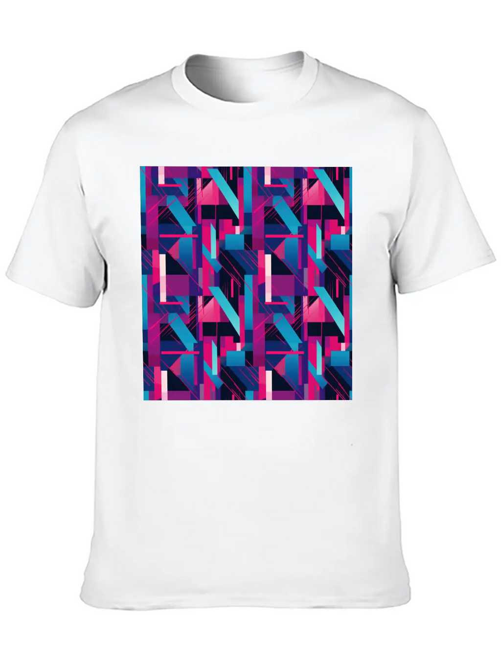 Modern Geometric Dance In Pink, Blue, And Violet Timeless Short Sleeve Tee – Comfy And Minimalist Design