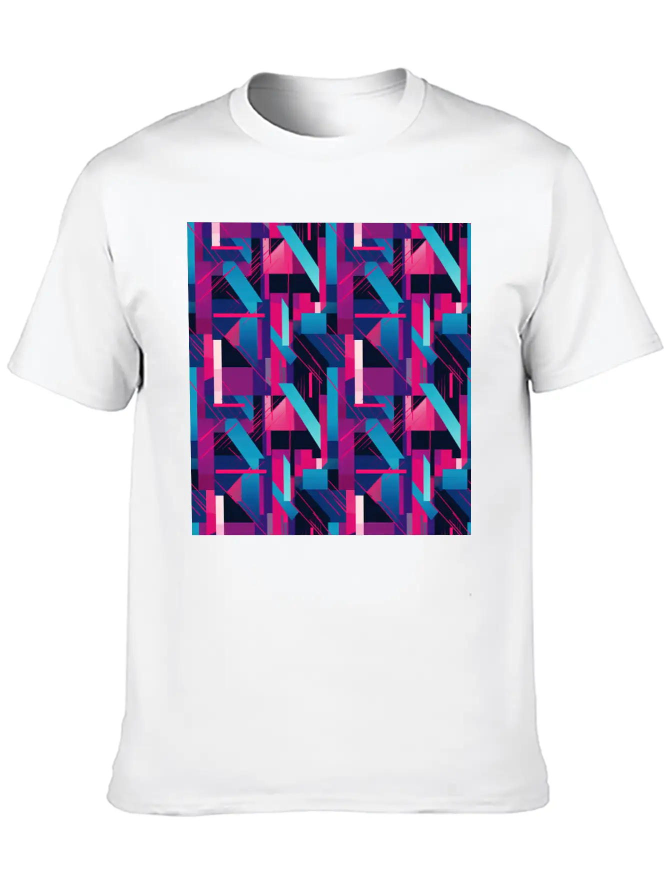 Modern Geometric Dance In Pink, Blue, And Violet Timeless Short Sleeve Tee – Comfy And Minimalist Design