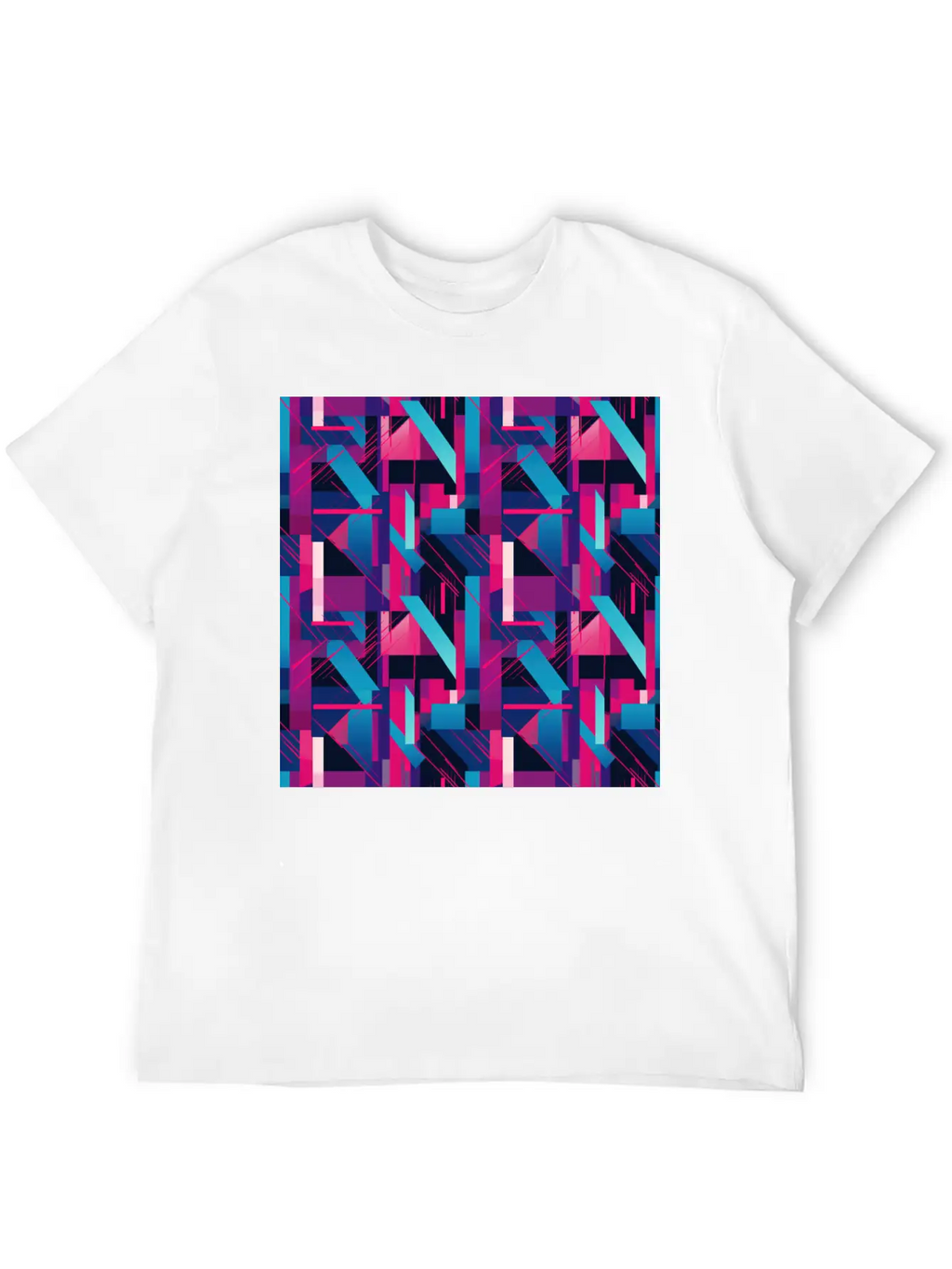 Modern Geometric Dance In Pink, Blue, And Violet Timeless Short Sleeve Tee – Comfy And Minimalist Design