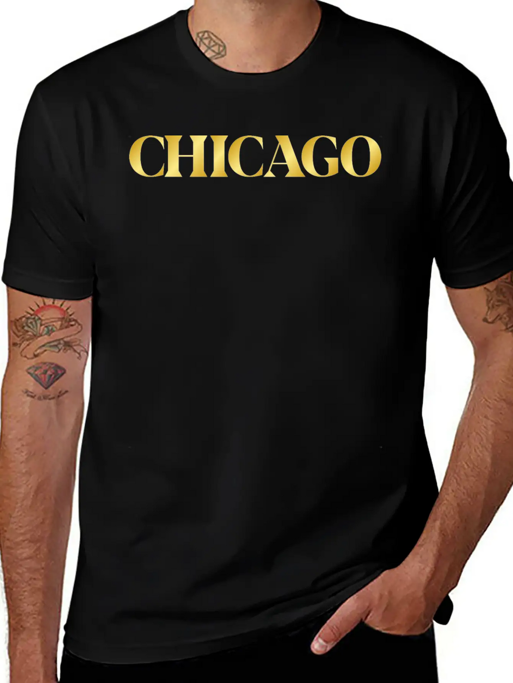 Modern Gold Glam Chicago City Typography Breathable Graphic T-Shirt – Perfect For Casual Days