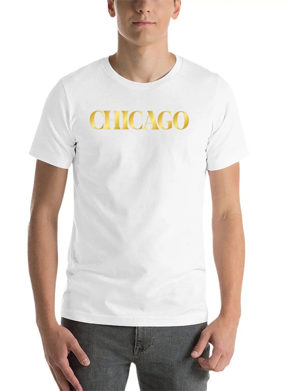 Modern Gold Glam Chicago City Typography Breathable Graphic T-Shirt – Perfect For Casual Days