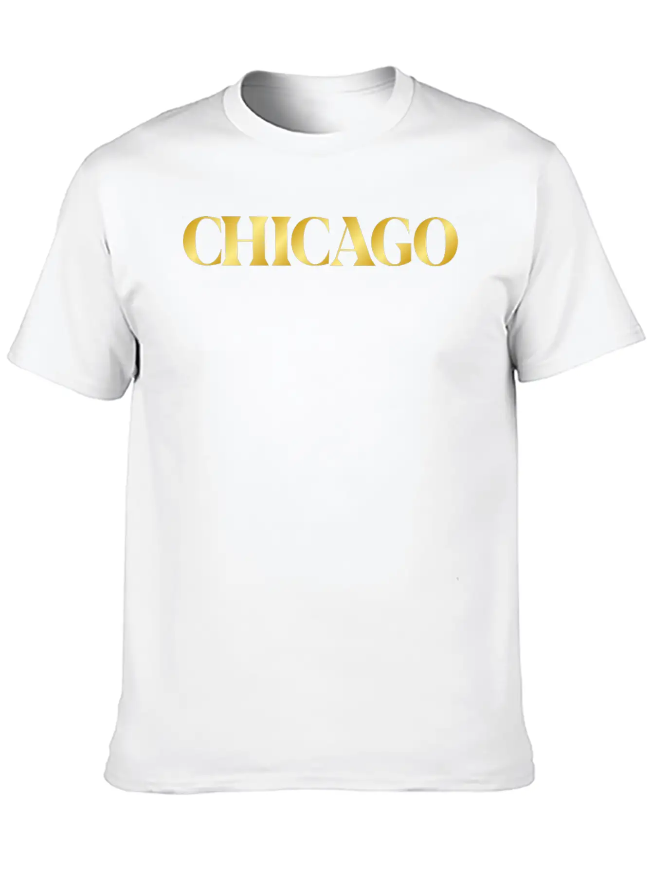 Modern Gold Glam Chicago City Typography Timeless Short Sleeve Tee – Comfy And Minimalist Design