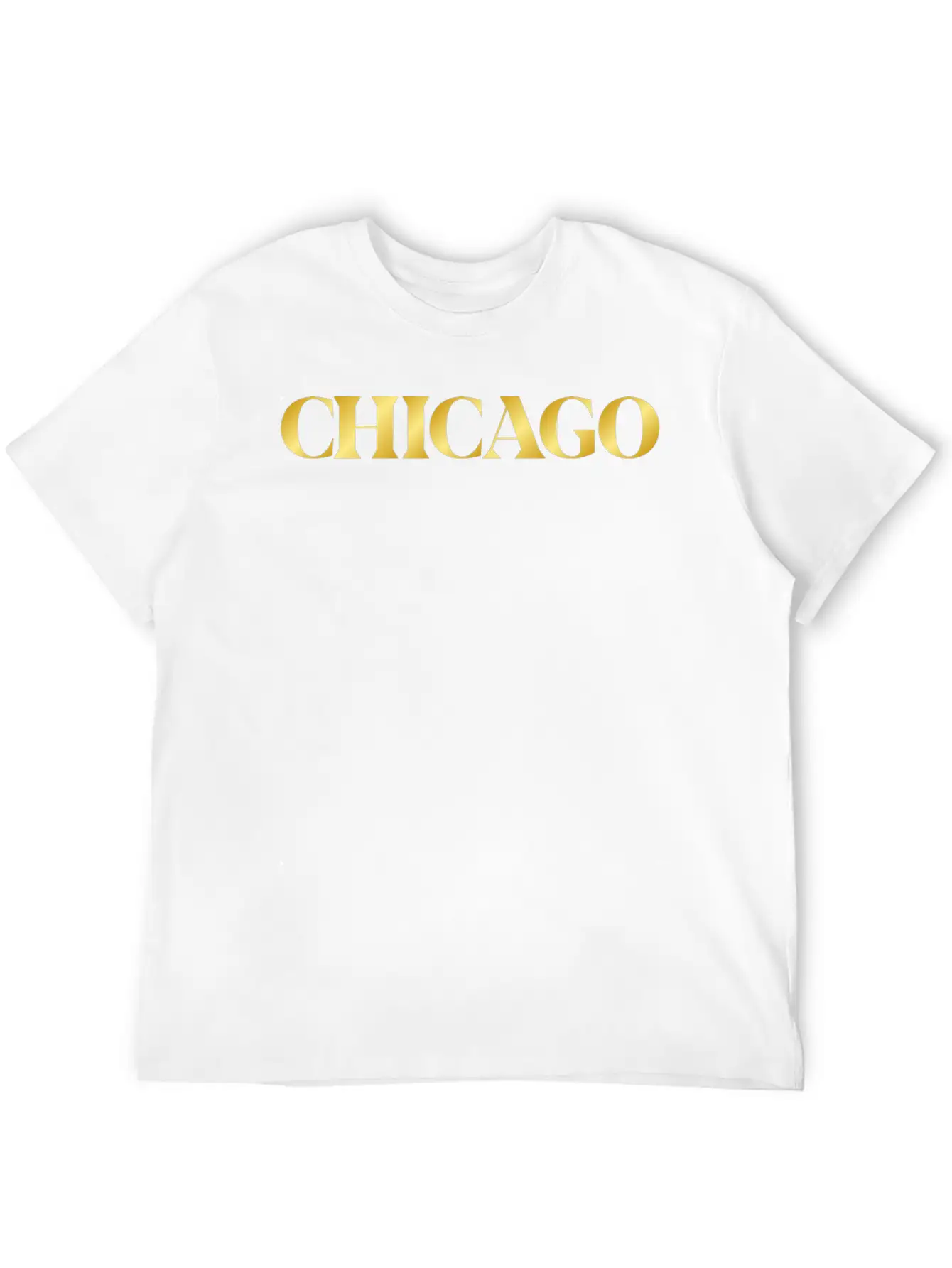 Modern Gold Glam Chicago City Typography Timeless Short Sleeve Tee – Comfy And Minimalist Design