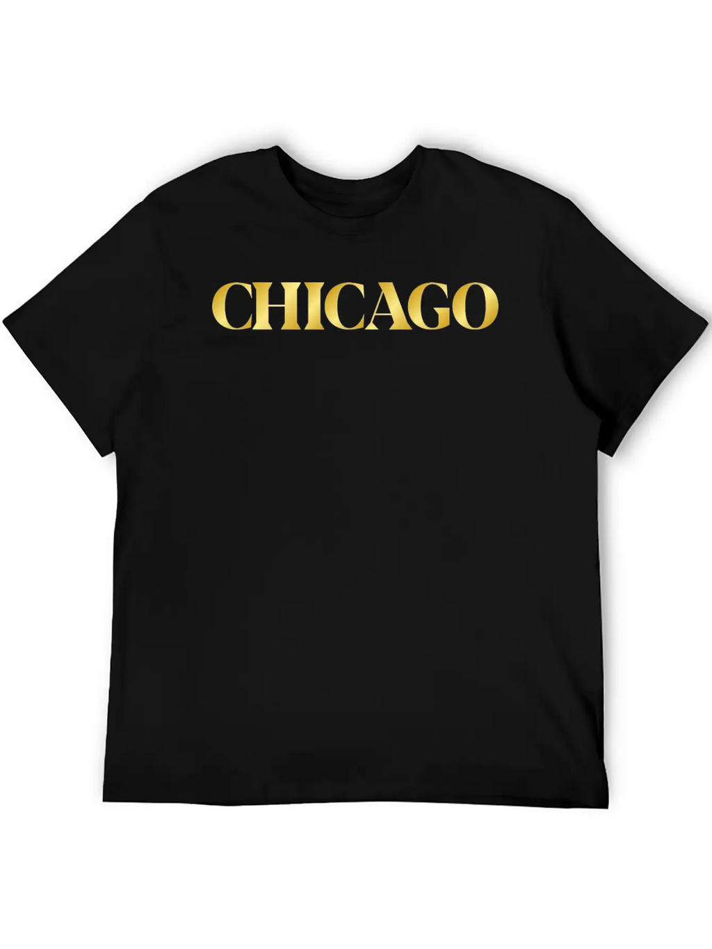 Modern Gold Glam Chicago City Typography Timeless Short Sleeve Tee – Comfy And Minimalist Design