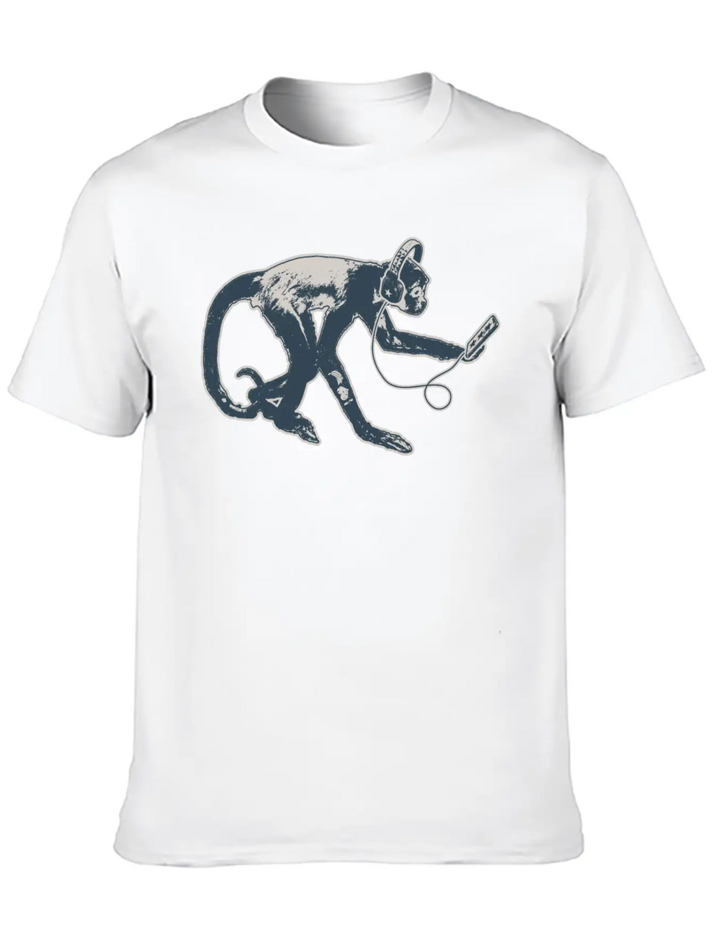 Modern Monkey Smartphone And Headphones Breathable Soft Cotton T-Shirt – Timeless Casual Look