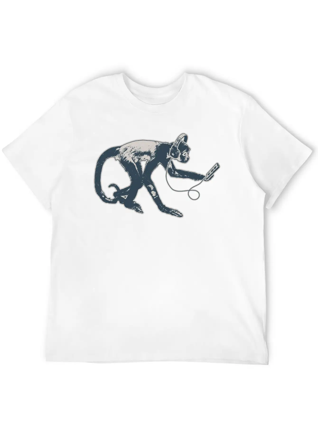Modern Monkey Smartphone And Headphones Breathable Soft Cotton T-Shirt – Timeless Casual Look