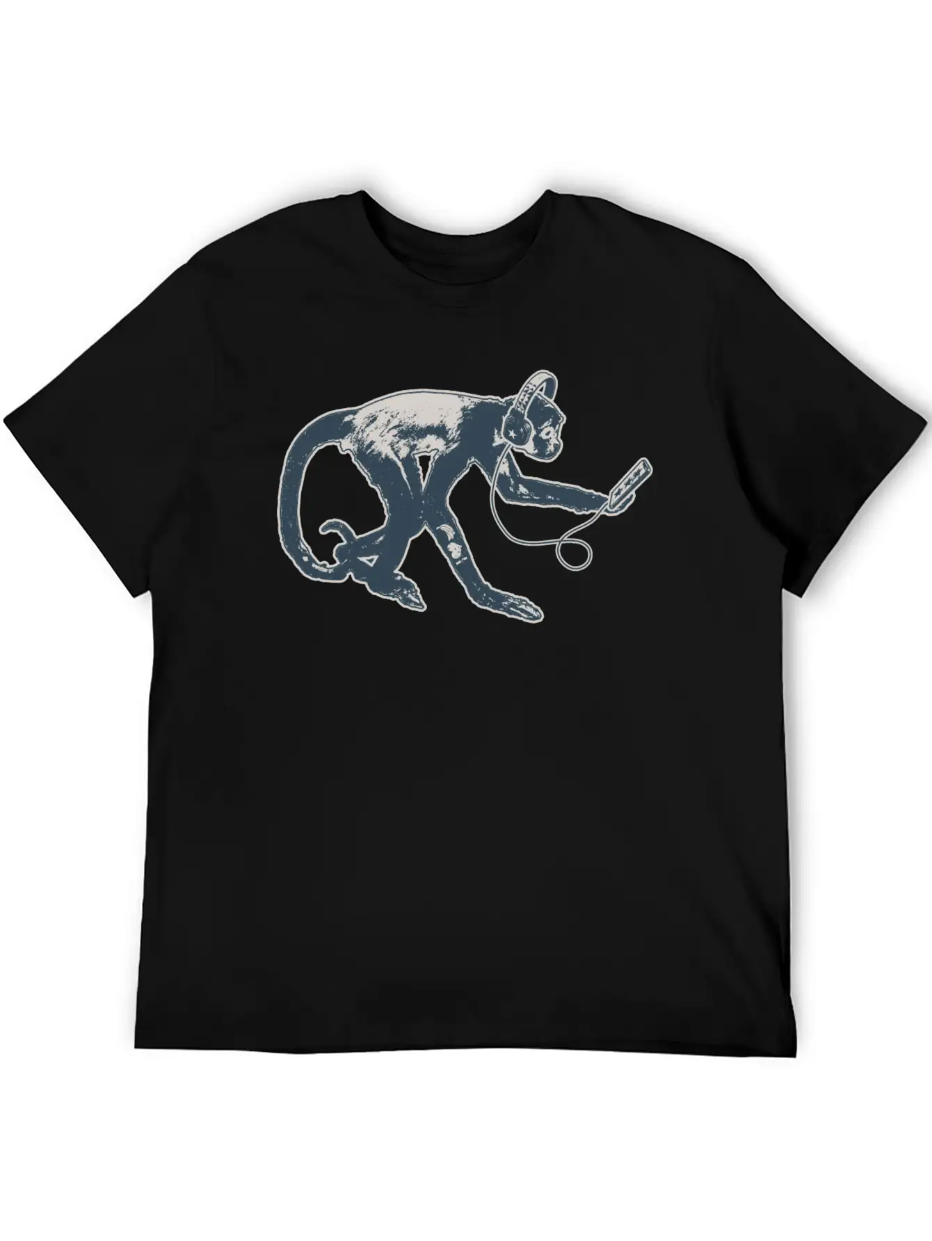 Modern Monkey Smartphone And Headphones Breathable Soft Cotton T-Shirt – Timeless Casual Look