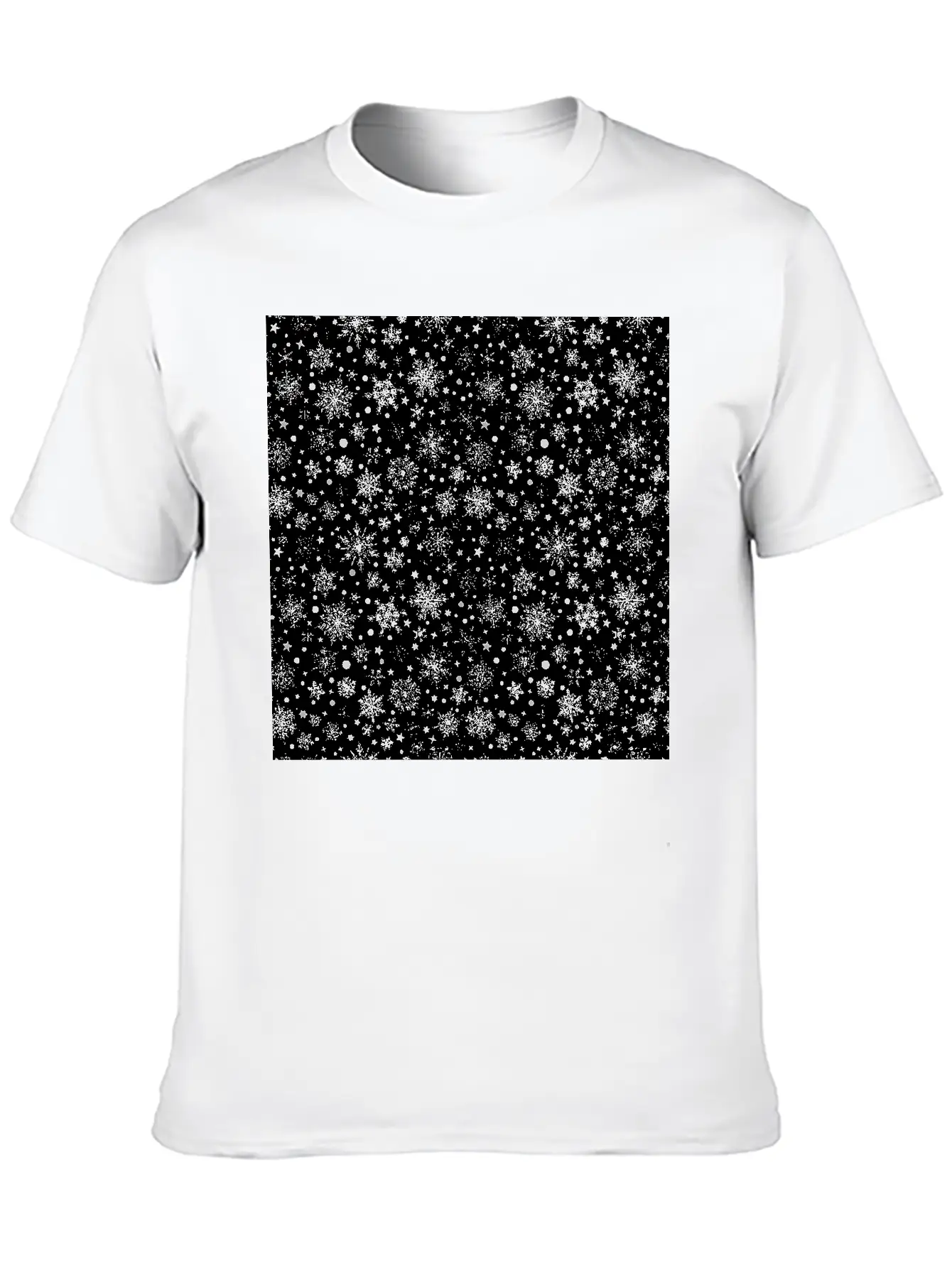 Modern Snowflakes Pattern White Silver Classic Cotton Tee – Unisex Comfort For Any Season