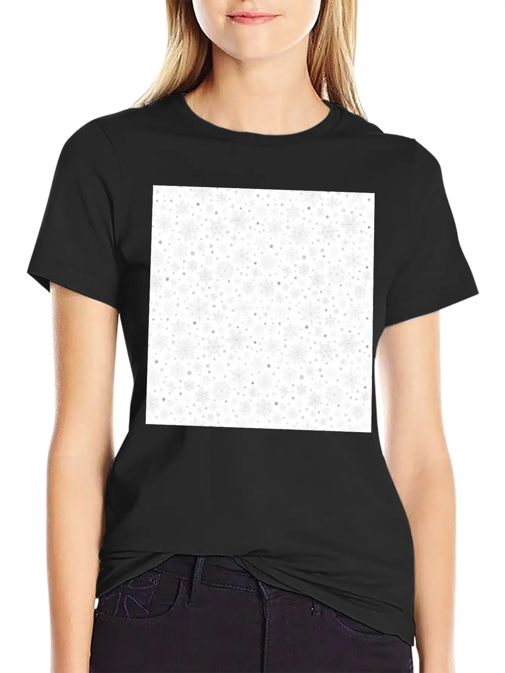 Modern Snowflakes Pattern White Silver Classic Cotton Tee – Unisex Comfort For Any Season