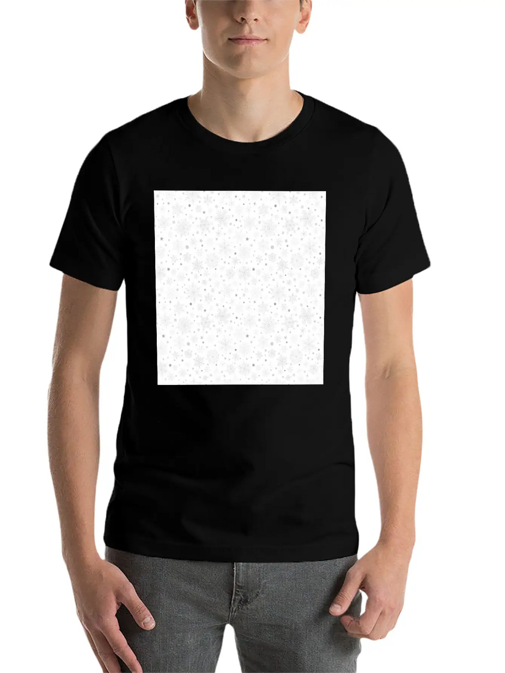 Modern Snowflakes Pattern White Silver Classic Cotton Tee – Unisex Comfort For Any Season