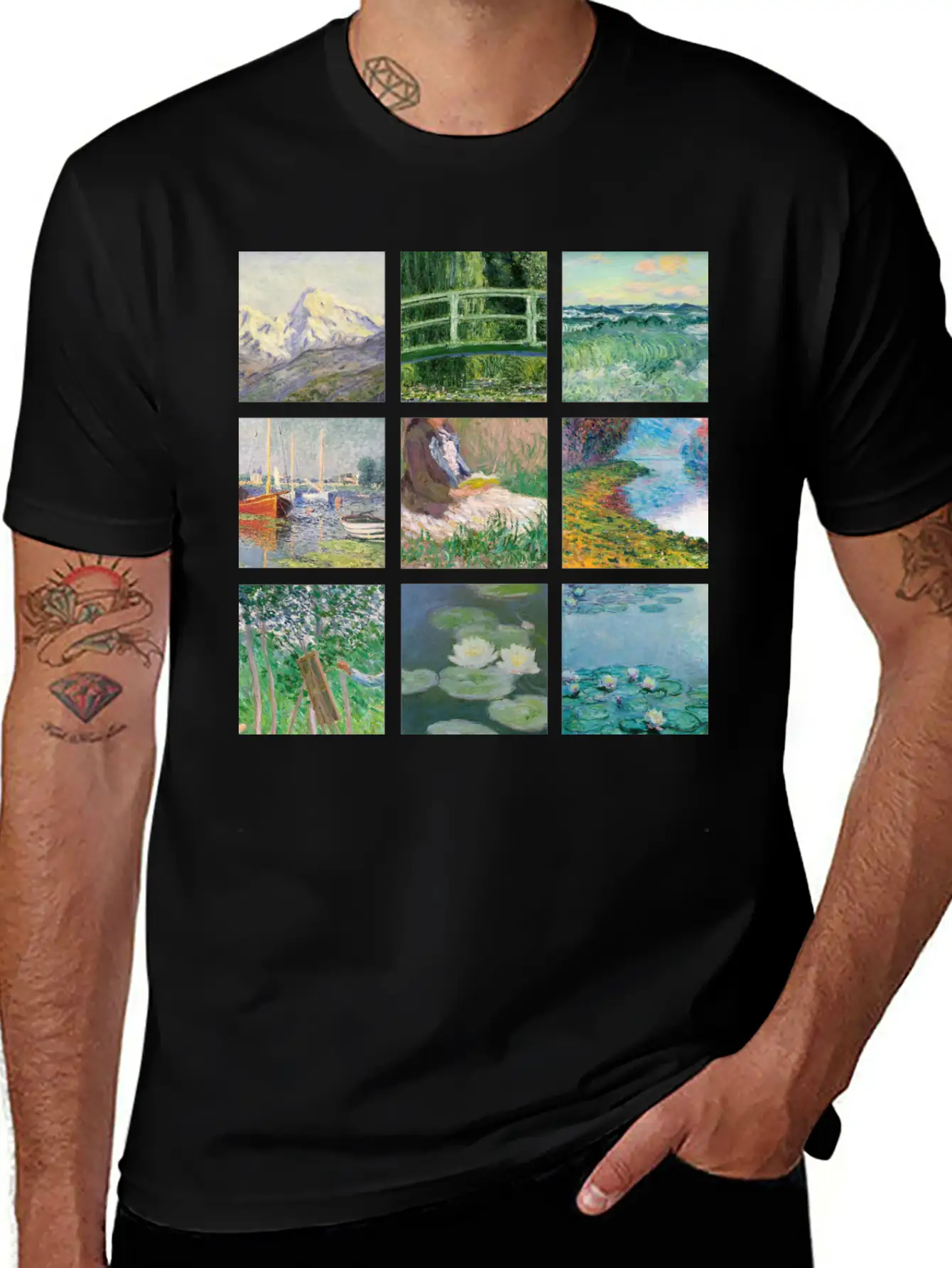 Monet Collage Classic Cotton Tee – Unisex Comfort For Any Season