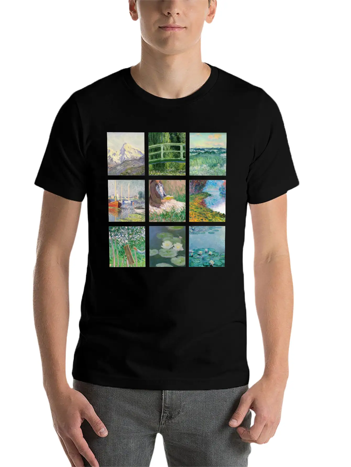 Monet Collage Classic Cotton Tee – Unisex Comfort For Any Season