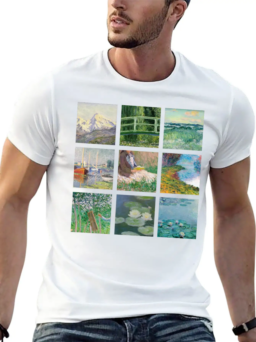 Monet Collage Classic Cotton Tee – Unisex Comfort For Any Season