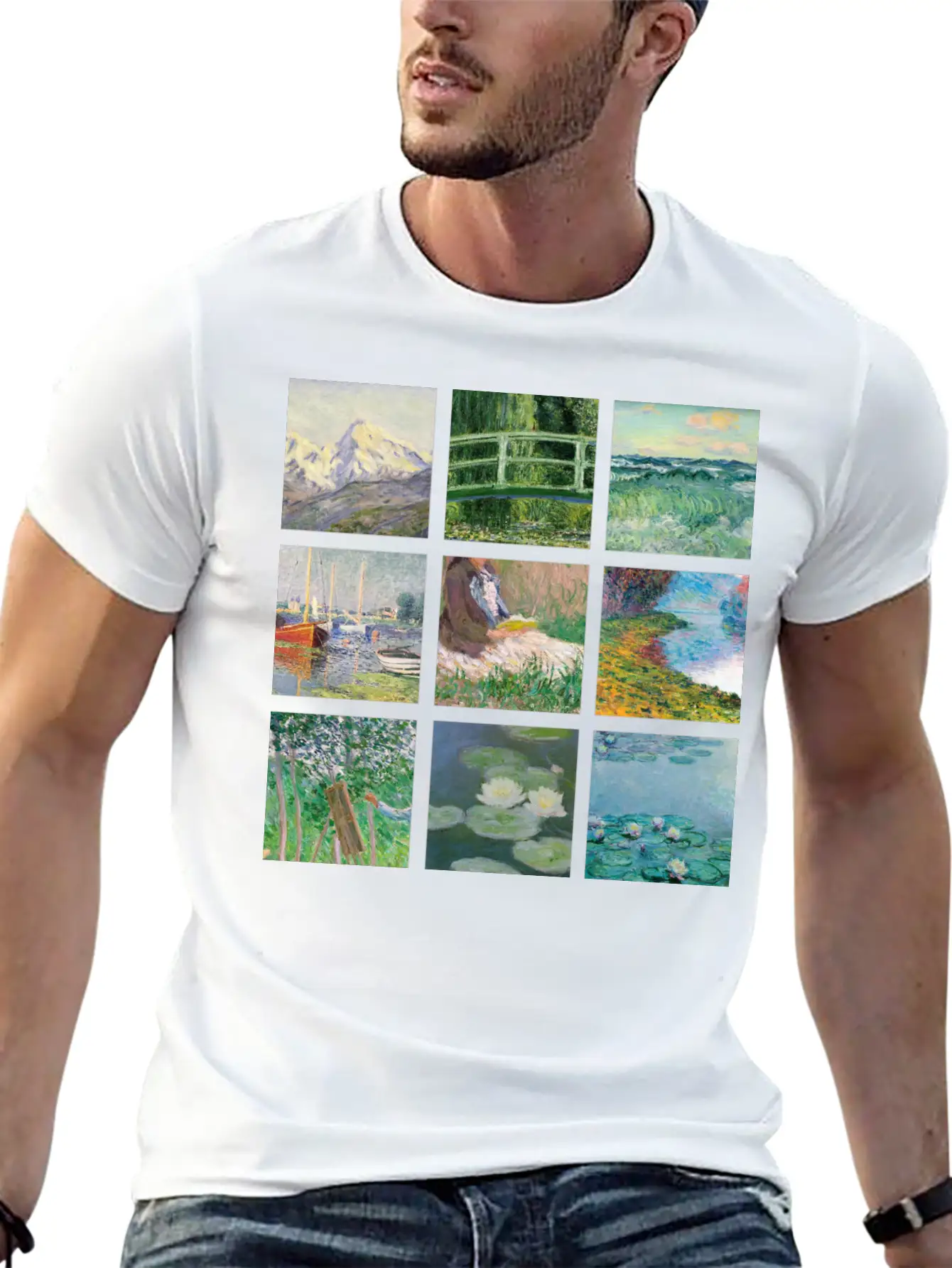 Monet Collage Classic Cotton Tee – Unisex Comfort For Any Season