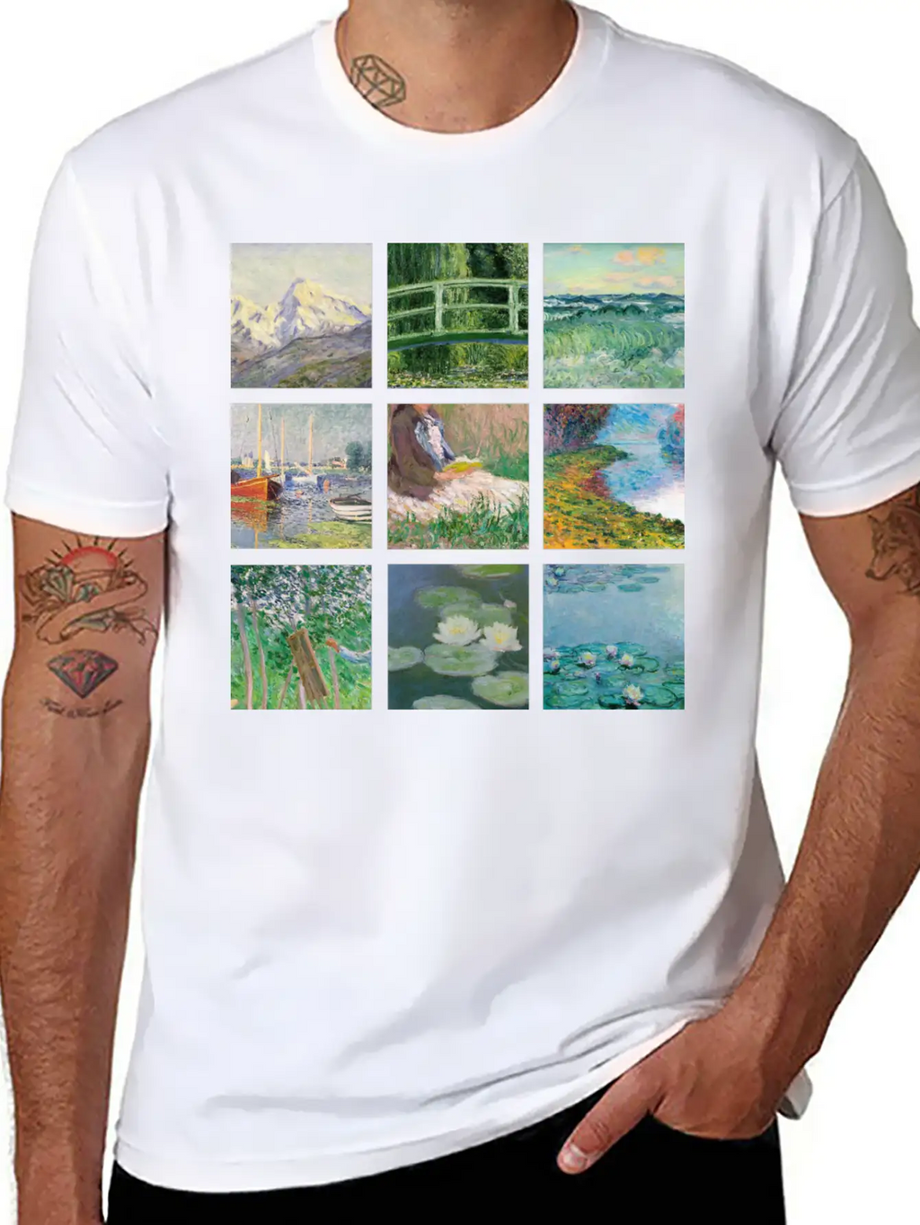 Monet Collage Classic Cotton Tee – Unisex Comfort For Any Season