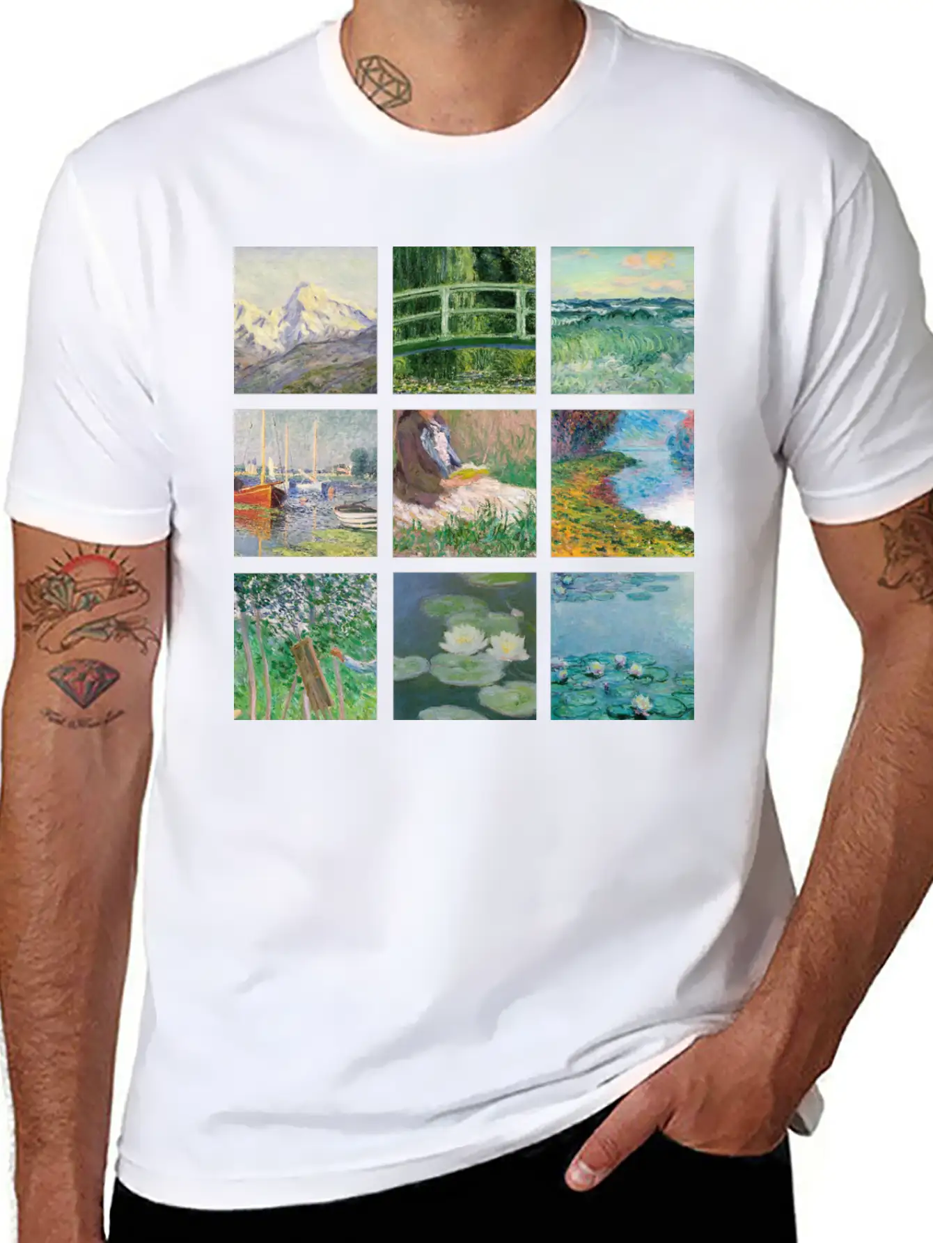 Monet Collage Classic Cotton Tee – Unisex Comfort For Any Season
