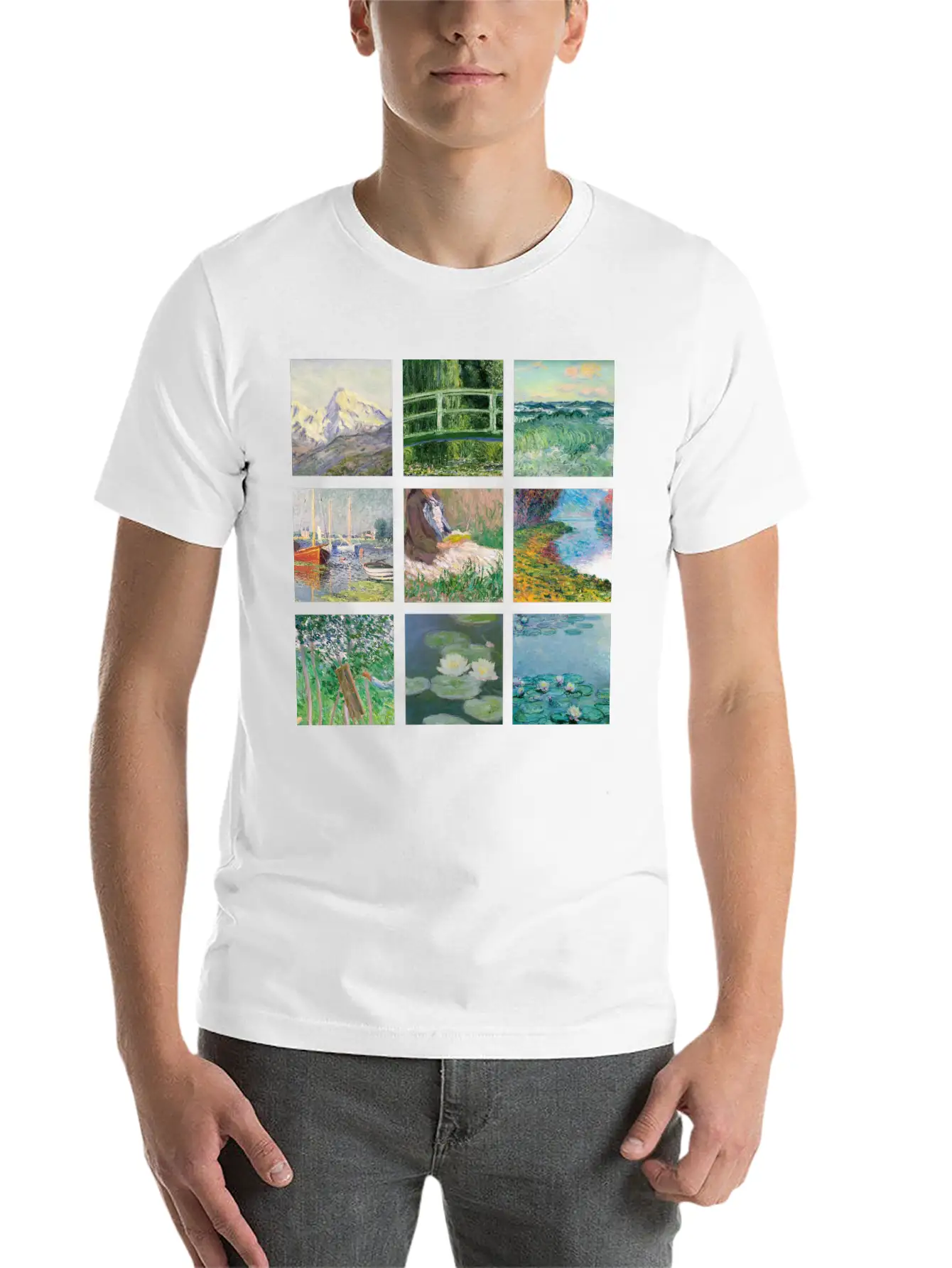 Monet Collage Classic Cotton Tee – Unisex Comfort For Any Season