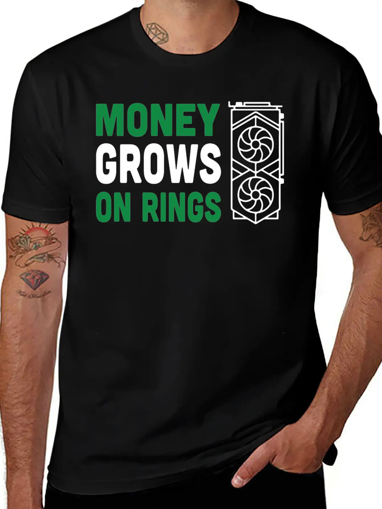 Money Grows On Rigs GPU Crypto Mining Essential Cotton Tee For Daily Outfits – Unisex Style