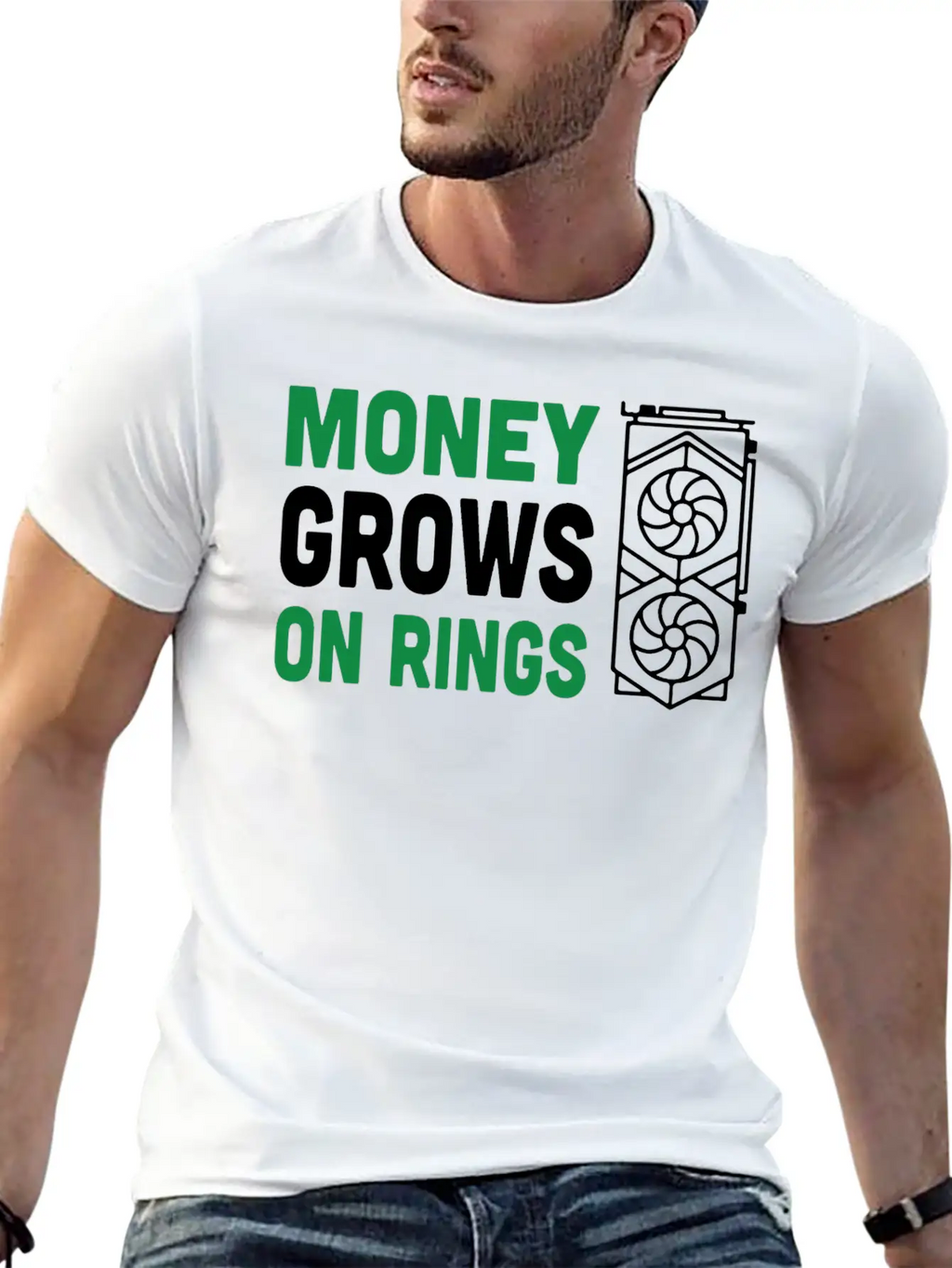 Money Grows On Rigs GPU Crypto Mining Essential Cotton Tee For Daily Outfits – Unisex Style