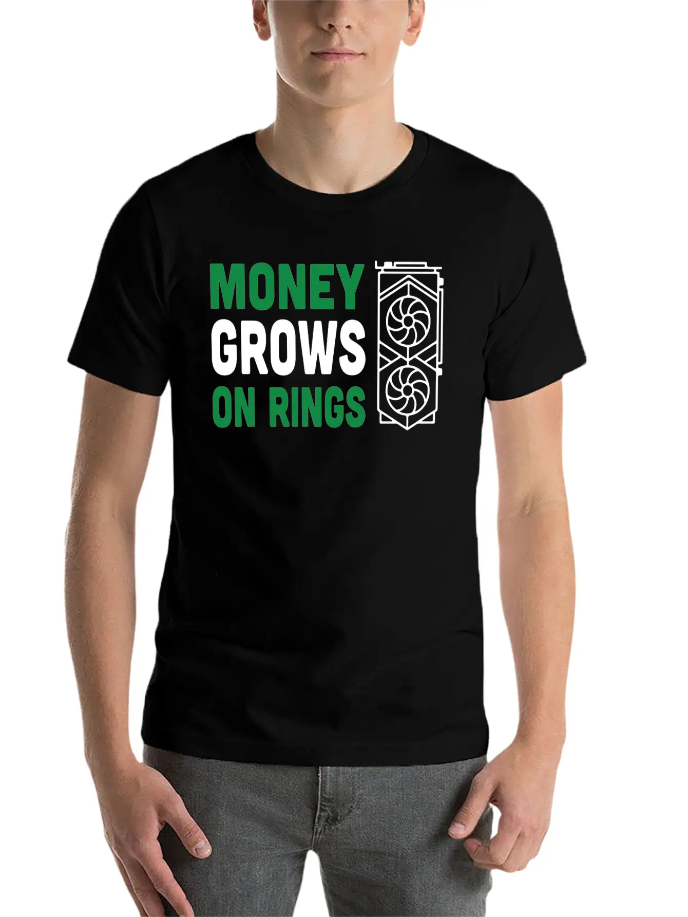 Money Grows On Rigs GPU Crypto Mining Essential Cotton Tee For Daily Outfits – Unisex Style
