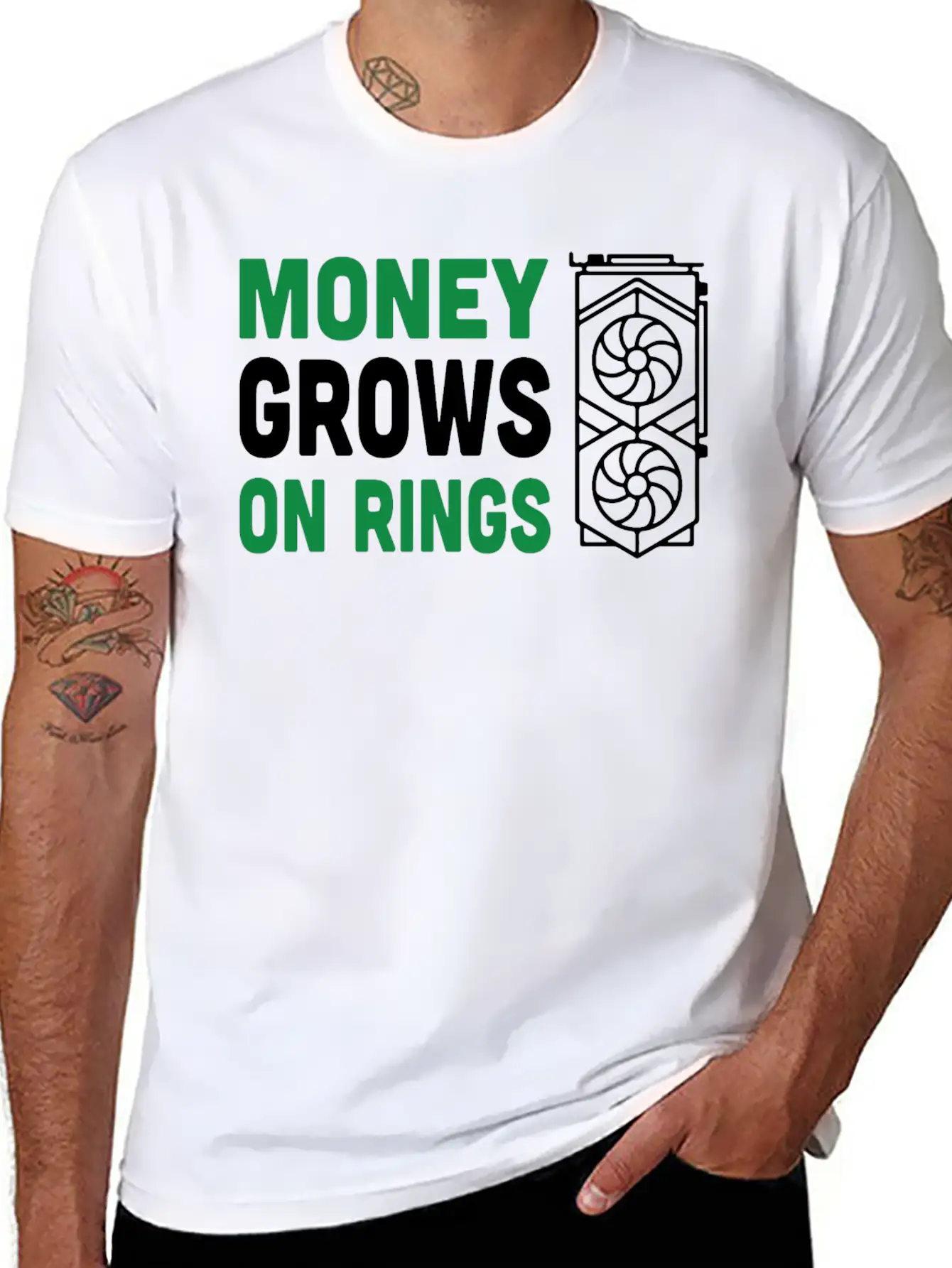 Money Grows On Rigs GPU Crypto Mining Essential Cotton Tee For Daily Outfits – Unisex Style