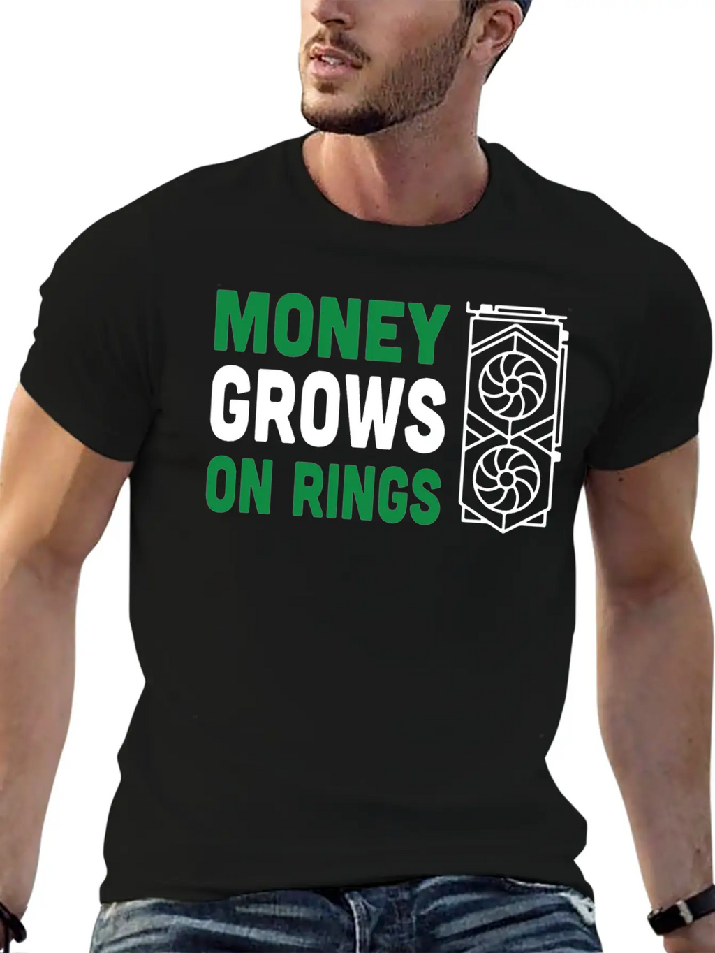 Money Grows On Rigs GPU Crypto Mining Essential Cotton Tee For Daily Outfits – Unisex Style