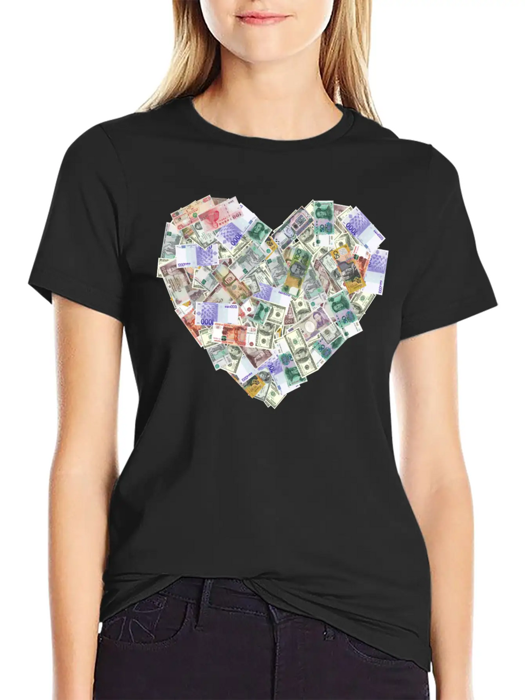 Money Heart Shape Timeless Short Sleeve Tee – Comfy And Minimalist Design