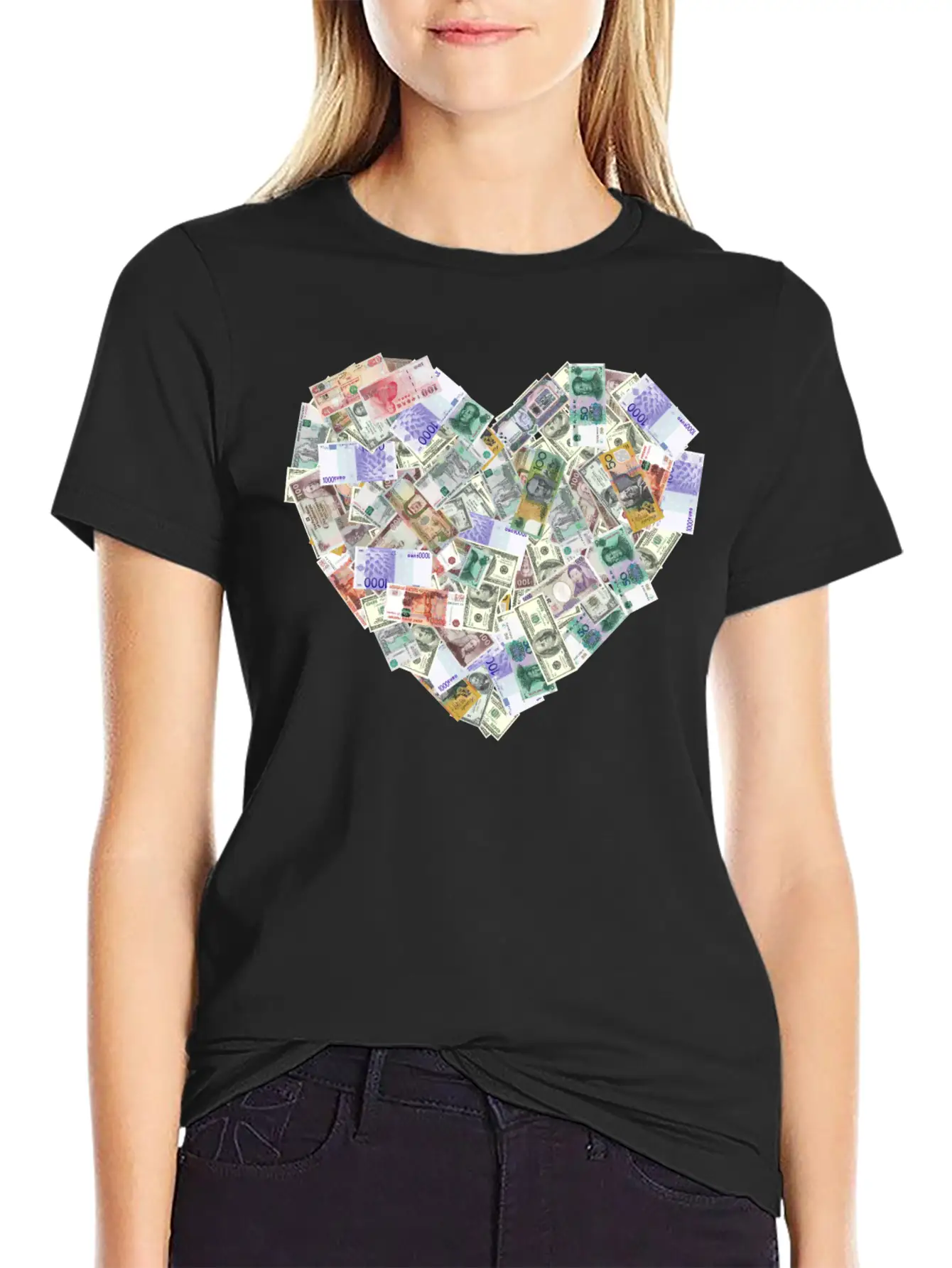 Money Heart Shape Timeless Short Sleeve Tee – Comfy And Minimalist Design