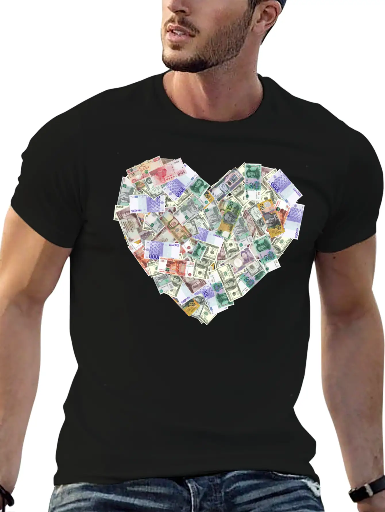 Money Heart Shape Timeless Short Sleeve Tee – Comfy And Minimalist Design