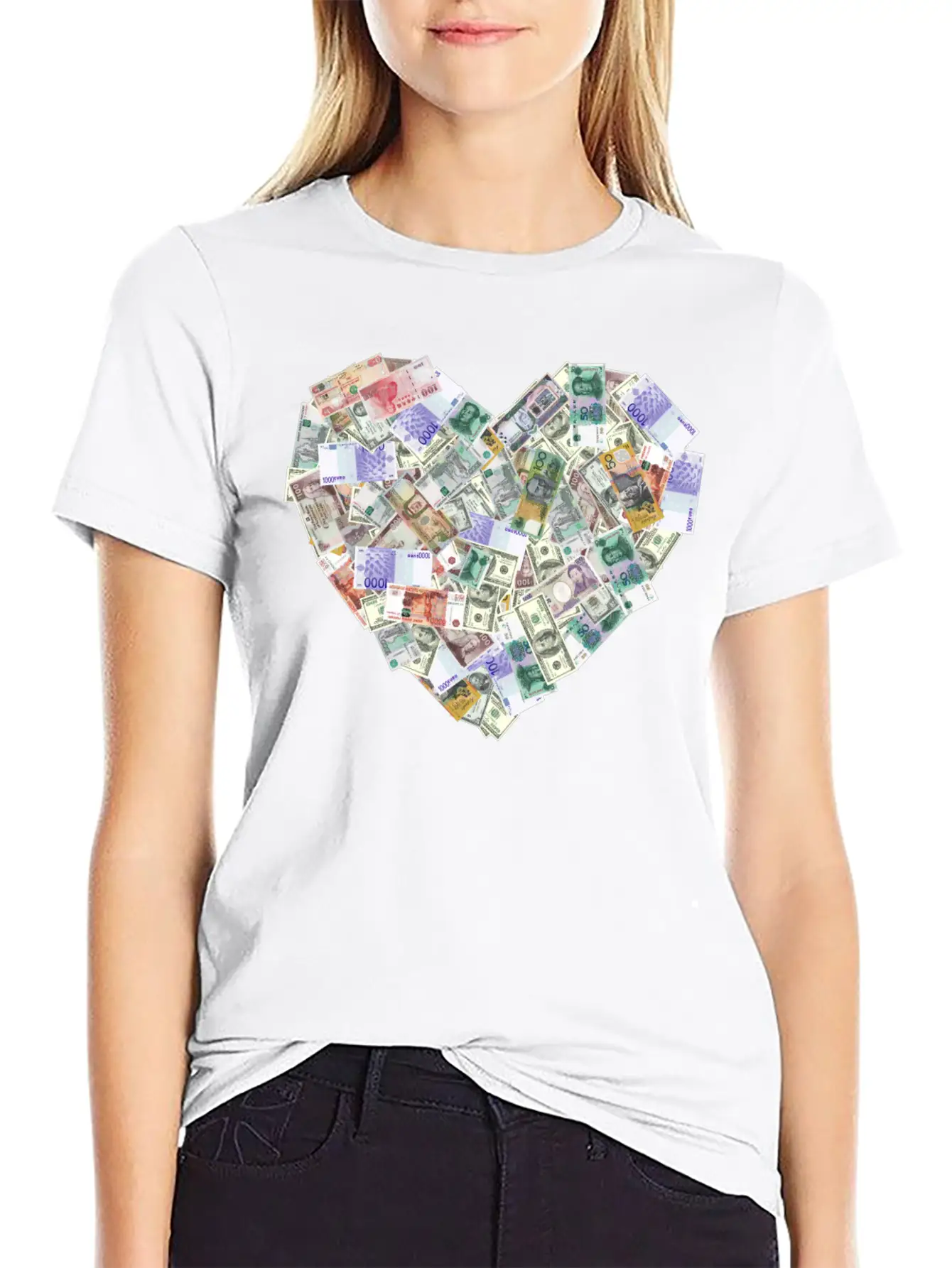 Money Heart Shape Timeless Short Sleeve Tee – Comfy And Minimalist Design