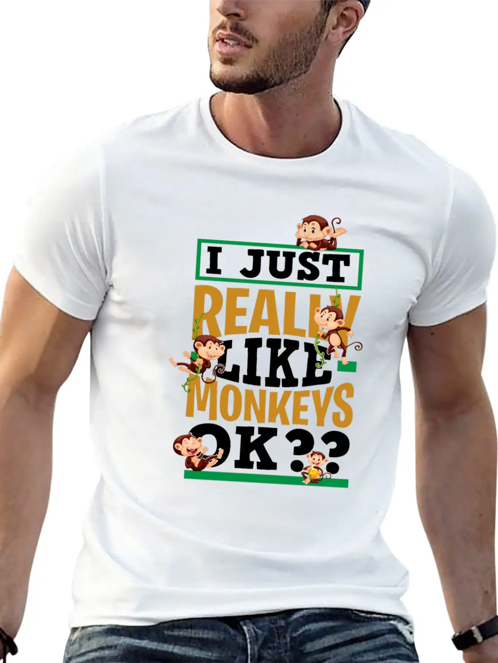 Monkey Animal Lover Breathable Graphic T-Shirt – Perfect For Casual Days