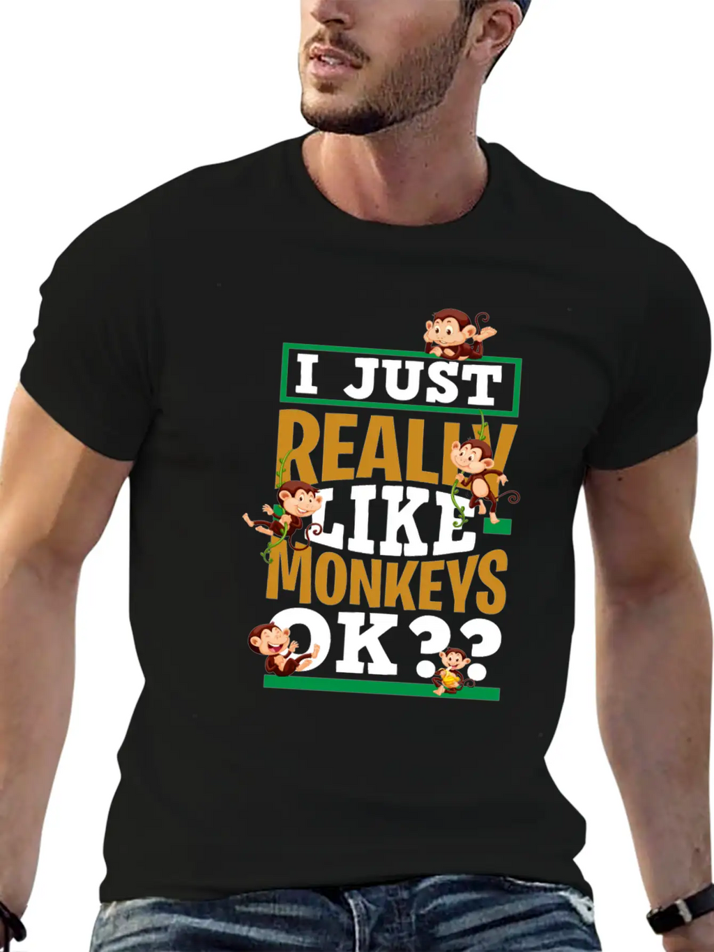 Monkey Animal Lover Breathable Graphic T-Shirt – Perfect For Casual Days