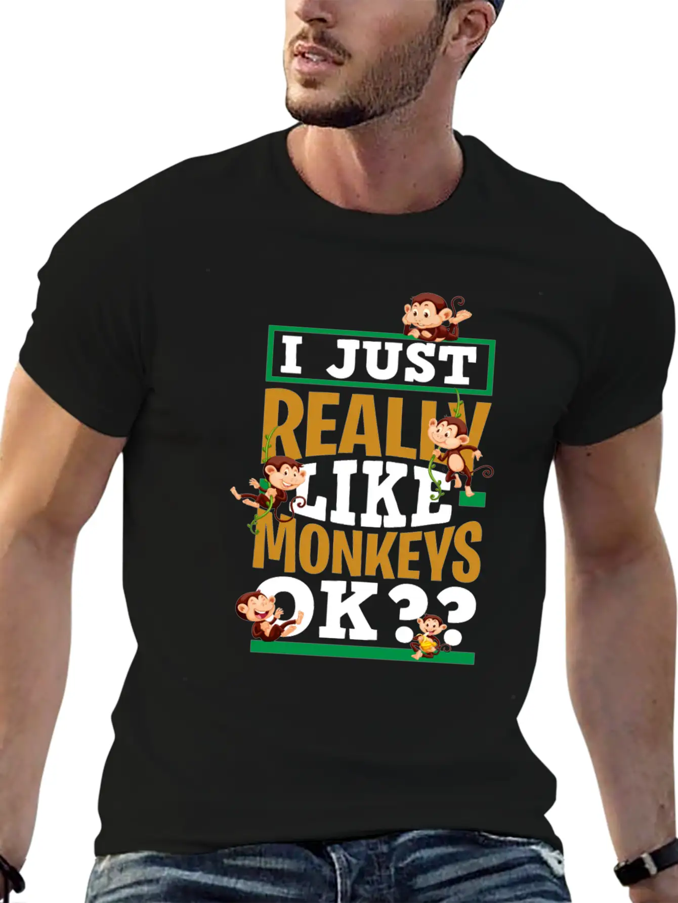 Monkey Animal Lover Breathable Graphic T-Shirt – Perfect For Casual Days