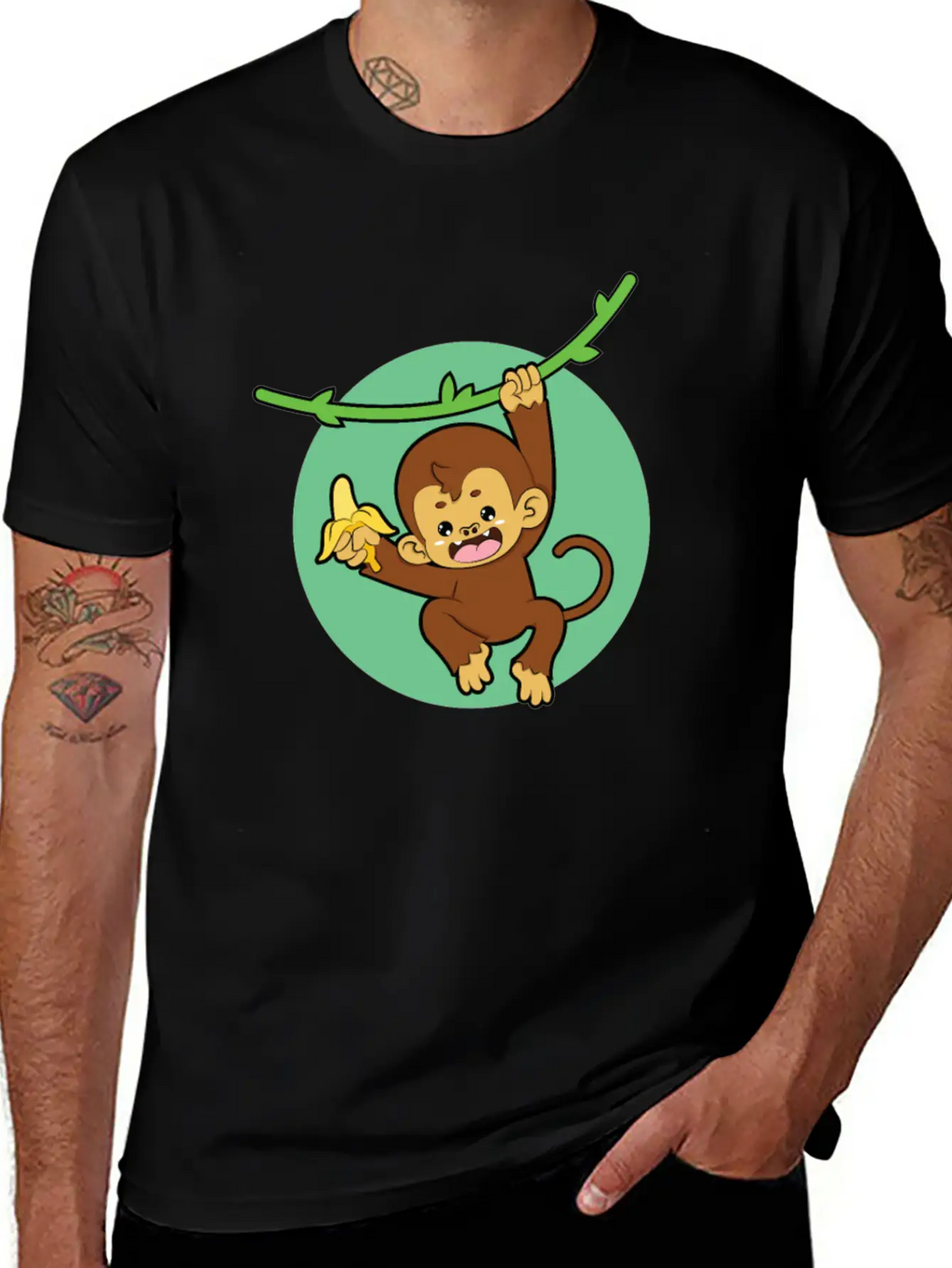 Monkey Banana Jungle Breathable Graphic T-Shirt – Perfect For Casual Days