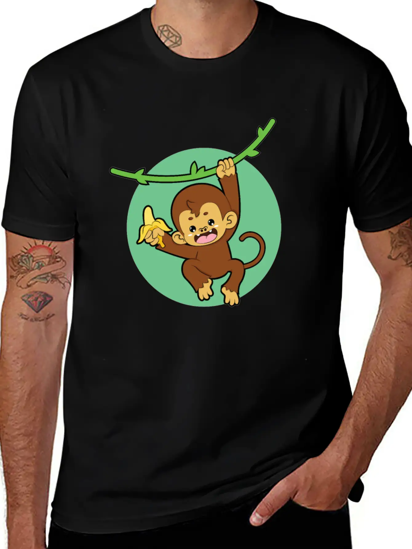 Monkey Banana Jungle Breathable Graphic T-Shirt – Perfect For Casual Days
