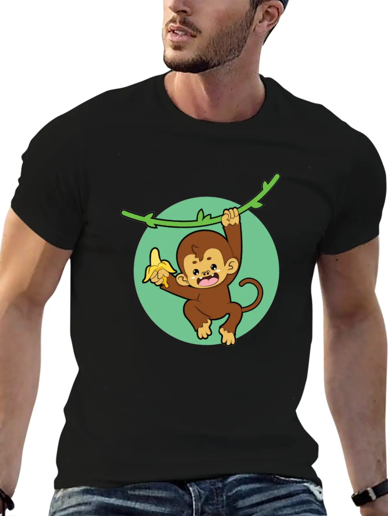Monkey Banana Jungle Breathable Graphic T-Shirt – Perfect For Casual Days