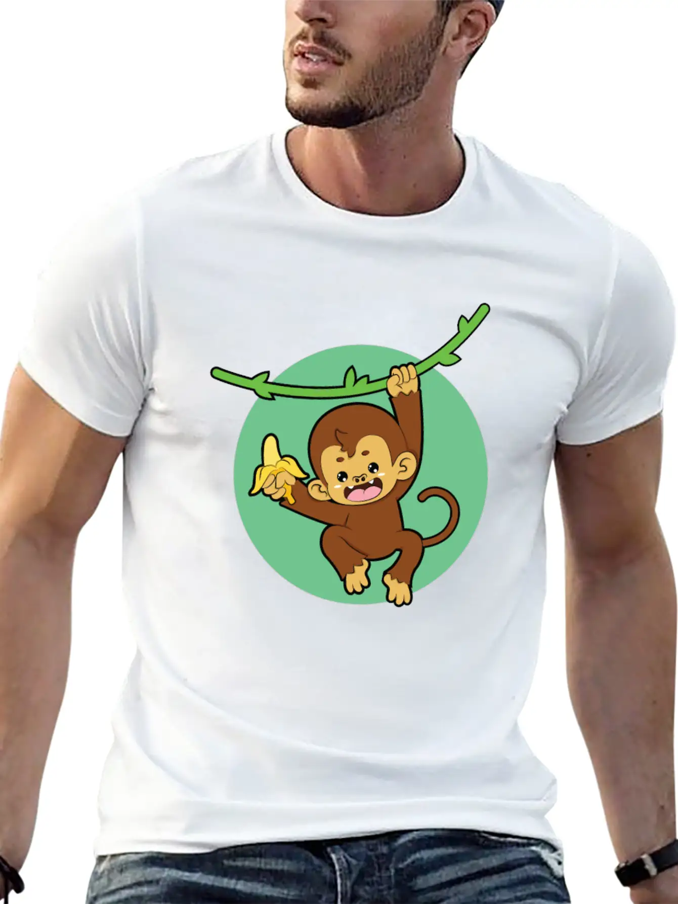 Monkey Banana Jungle Breathable Graphic T-Shirt – Perfect For Casual Days
