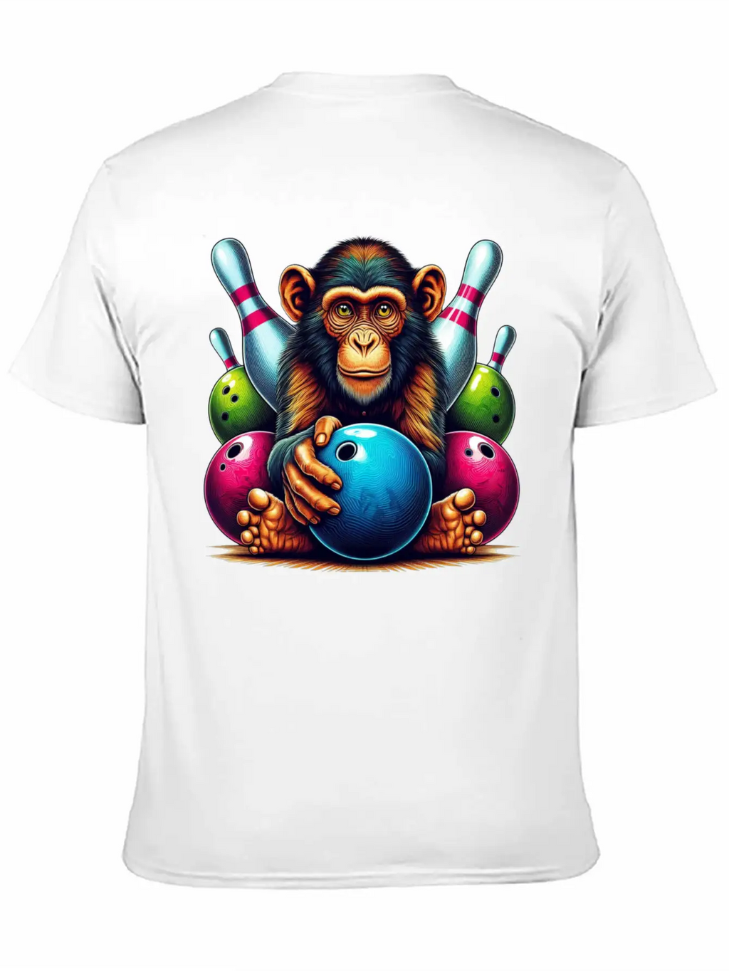 Monkey Playing Bowling Sports Lover Animal Basic Graphic T-Shirt – Daily Comfort In Soft Cotton