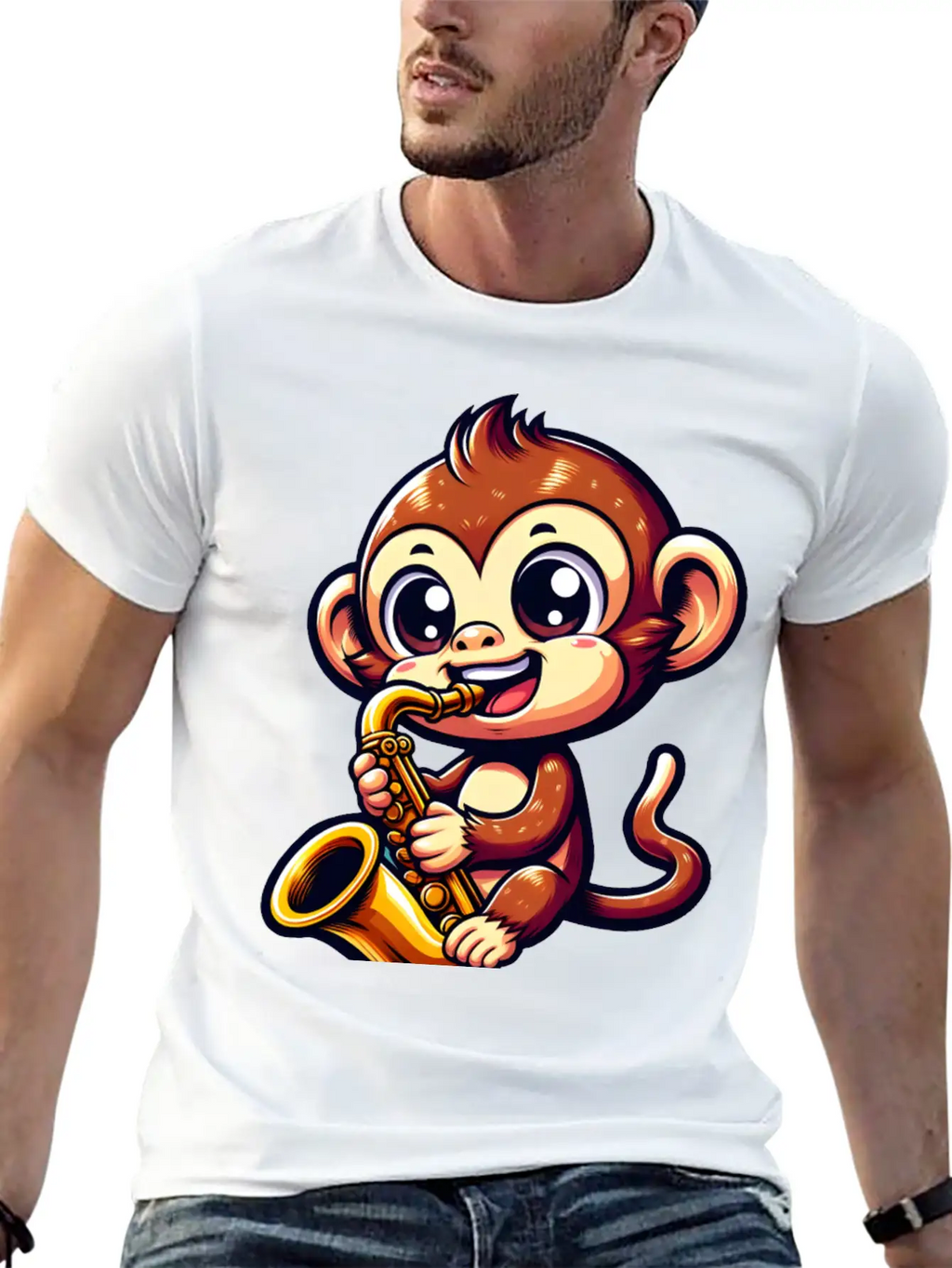 Monkey Saxophone Jazz Music Musician Timeless Short Sleeve Tee – Comfy And Minimalist Design
